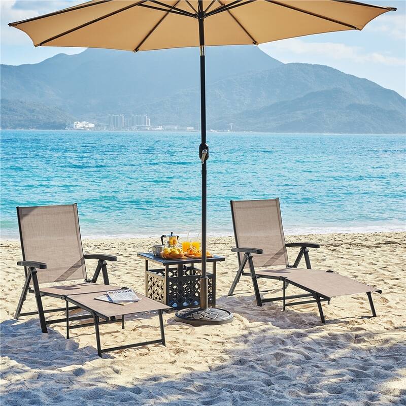 Yaheetech 2pcs Texteline Outdoor Chaise Lounge Portable Patio Lounge