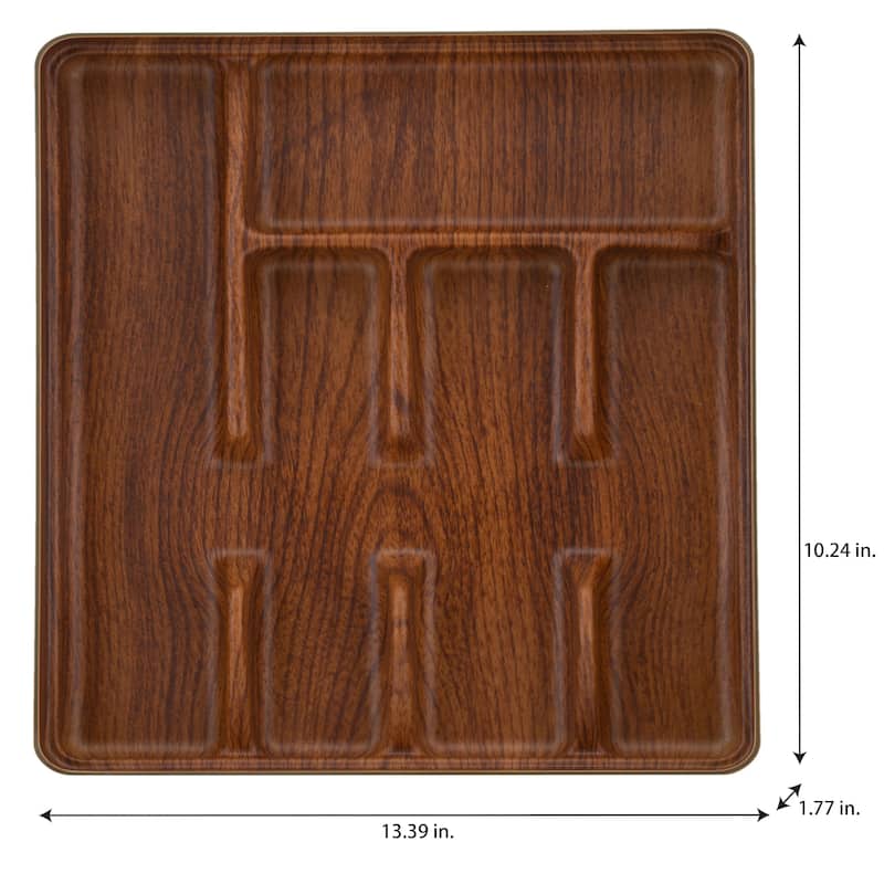 Kitchen Details 5 Compartment Wood Look Cutlery Tray - 10.24" x 13.39" x 1.77"