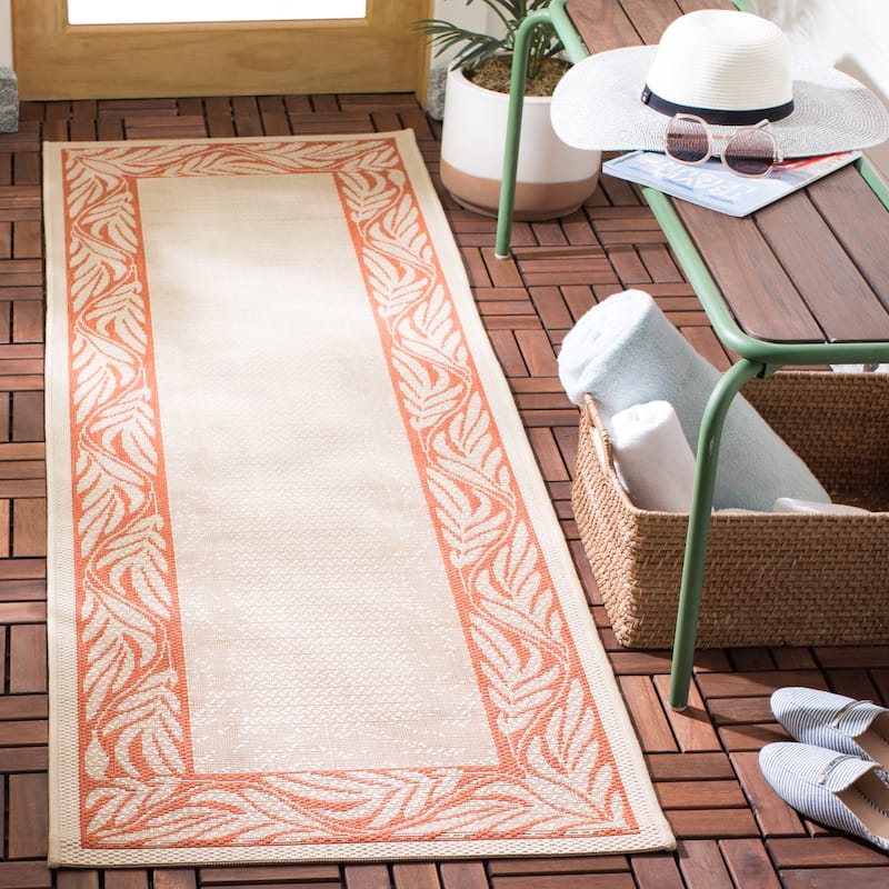 SAFAVIEH Courtyard Vesselka Indoor/ Outdoor Waterproof Patio Backyard Rug - 2'3" x 6'7" Runner - Natural/Terra