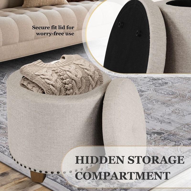 HomePop Storage Ottoman with Nailheads