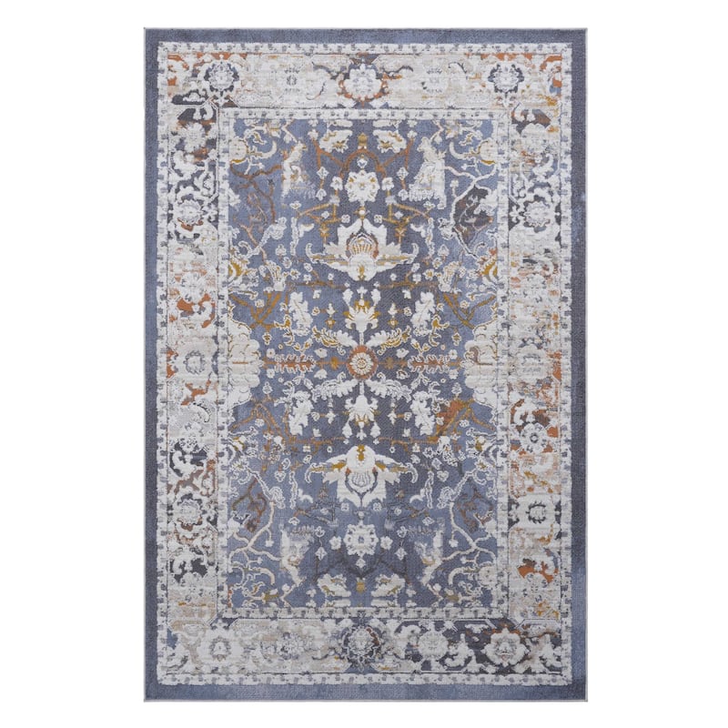 PAYAS Collection Blue / Traditional Non-Shedding Area Rug - 36" D x 24" W x 0.28" H