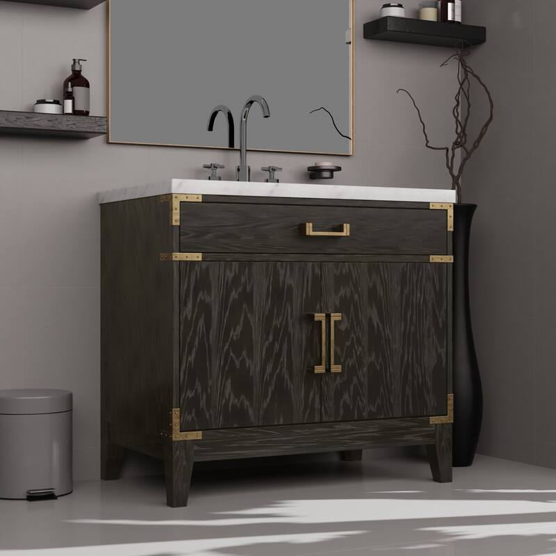 Laurel Bath Vanity Carrara Marble Top, Sink and Faucet
