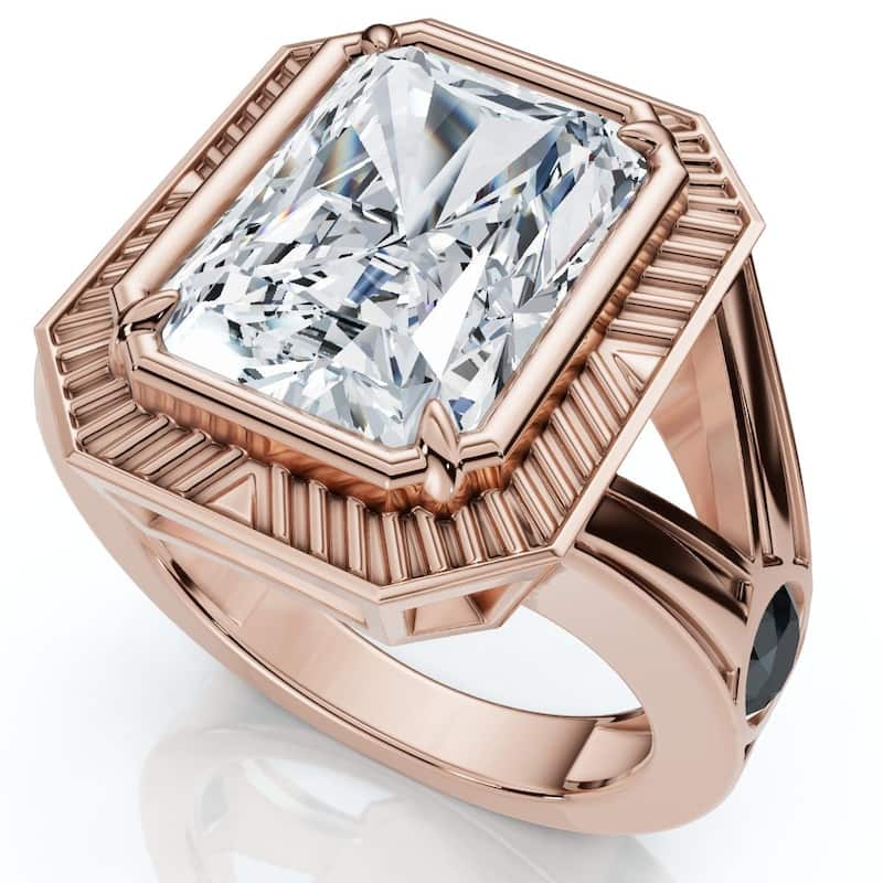 Bliss Diamond Certified 5 1/2Ct Elongated Radiant Cut Engagement Ring Gold Lab Grown - 7 - Rose