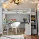 preview thumbnail 1 of 10, Full Size Loft Bed with Built-in L-Shaped Desk, Storage Shelves, and Storage Staircase Grey