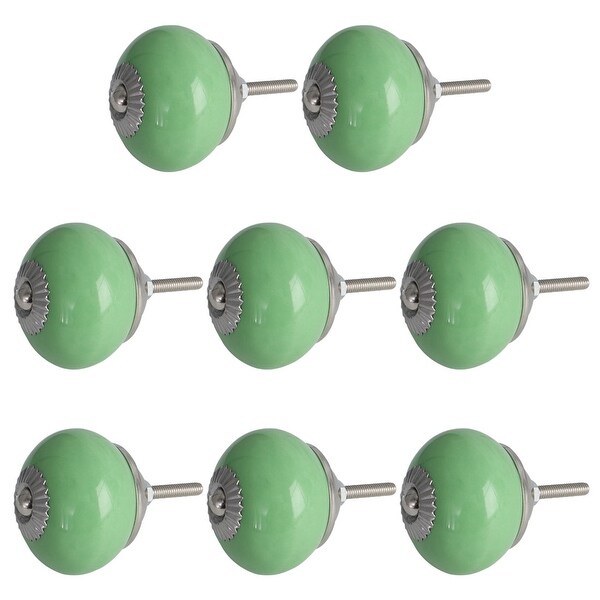 8pcs Ceramic Knobs Vintage Knobs Drawer Round Pull Handle Furniture Drawer Cupboard Wardrobe Dresser Door Decorative Green