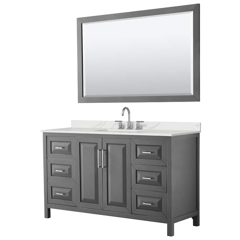 Wyndham Collection WCV252560S-QTZ-US3M58 Daria 60" Free Standing - Dark Gray / Giotto Quartz Top / Polished Chrome