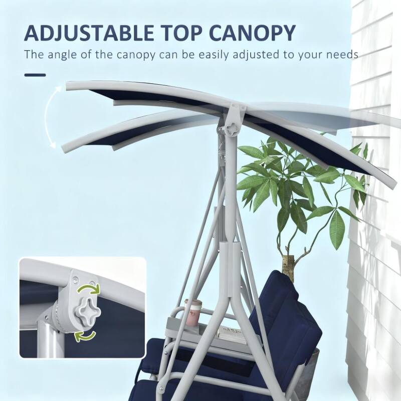 GDFStudio Outdoor Zephyra Steel-Polyester Patio Swing with Canopy and Storage