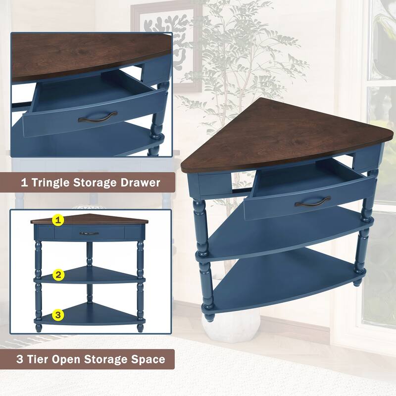 33.8 Inch Small Triangle Corner Table