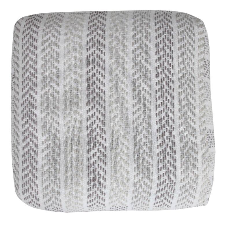 18" Gray and White Chevron Striped Square Pouf Ottoman