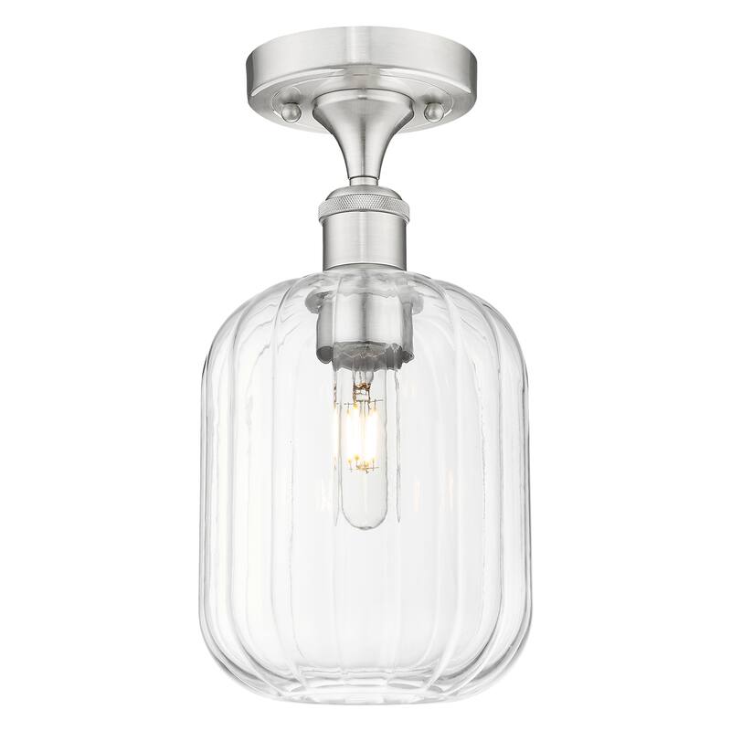 Innovations Lighting Endless Possibilities Ballston - Preston - 1 Light 7" Jar Shade Semi-Flush Mount - Clear/Brushed Satin Nickel