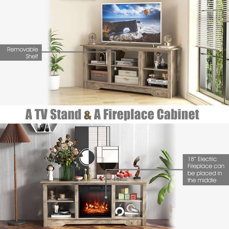 Costway 58" TV Stand with 6 Open Storage Shelves Shelf for 18 inch - See Details