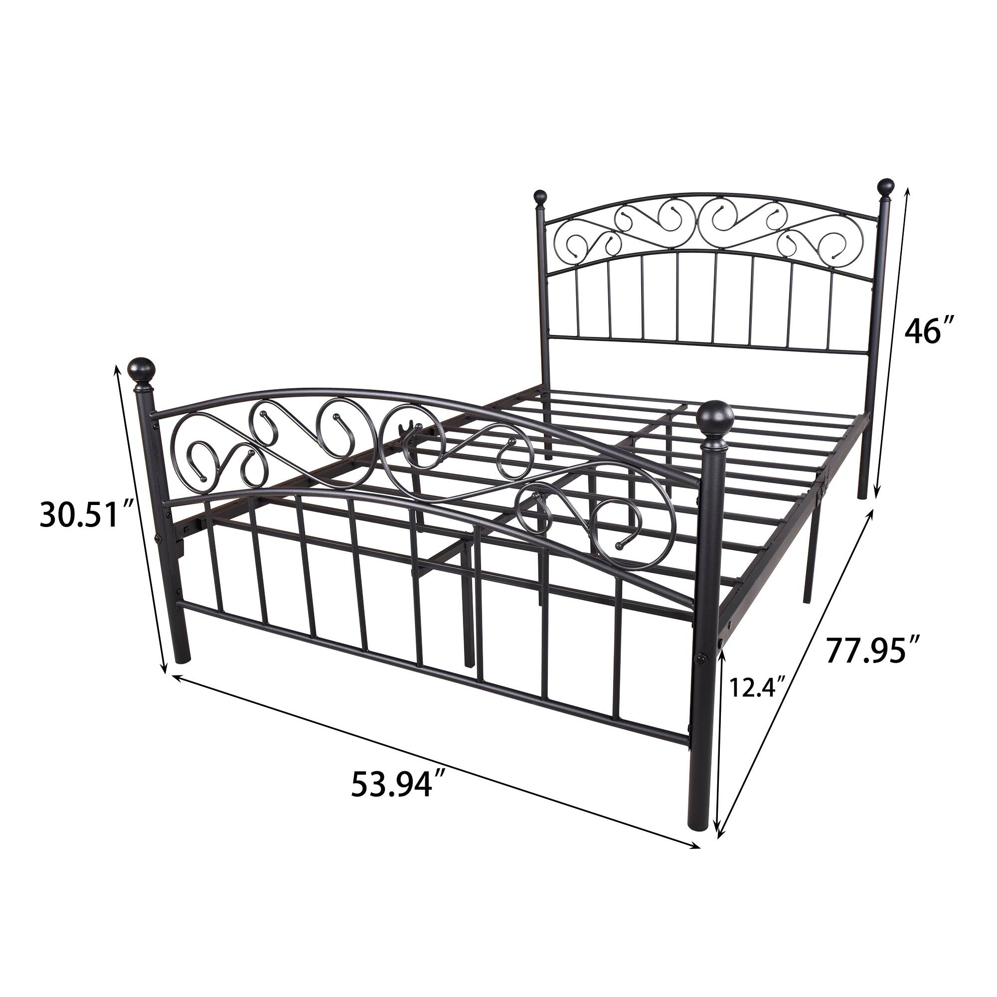 Metal Bed Frame Mattress Foundation with Headboard and Footboard Bed