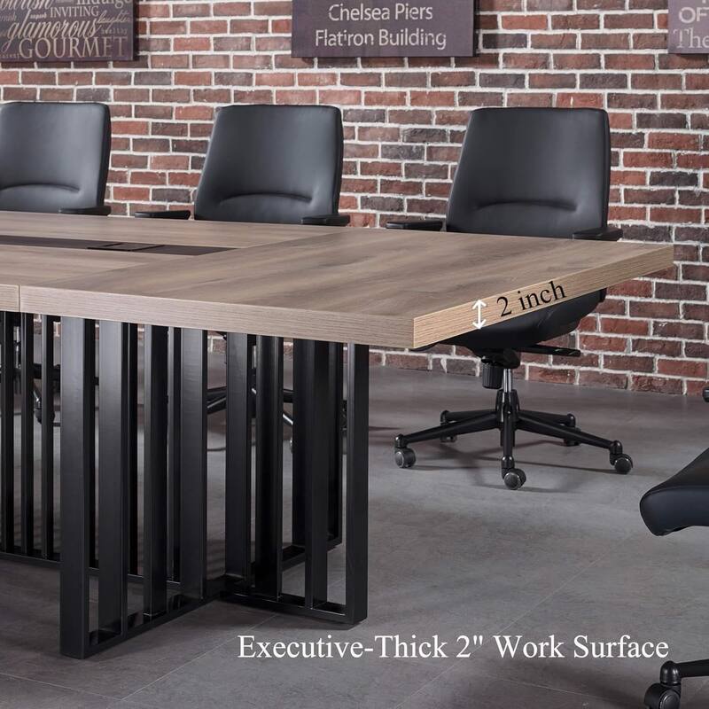 Large Conference Table with Metal Grid Base Cable Management Executive Meeting Table for Office (10-20 People)