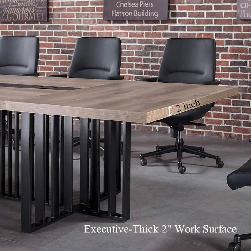WESOME Large Conference Table with Metal Grid Base Cable Management Executive Meeting Table for Office (10-20 People)