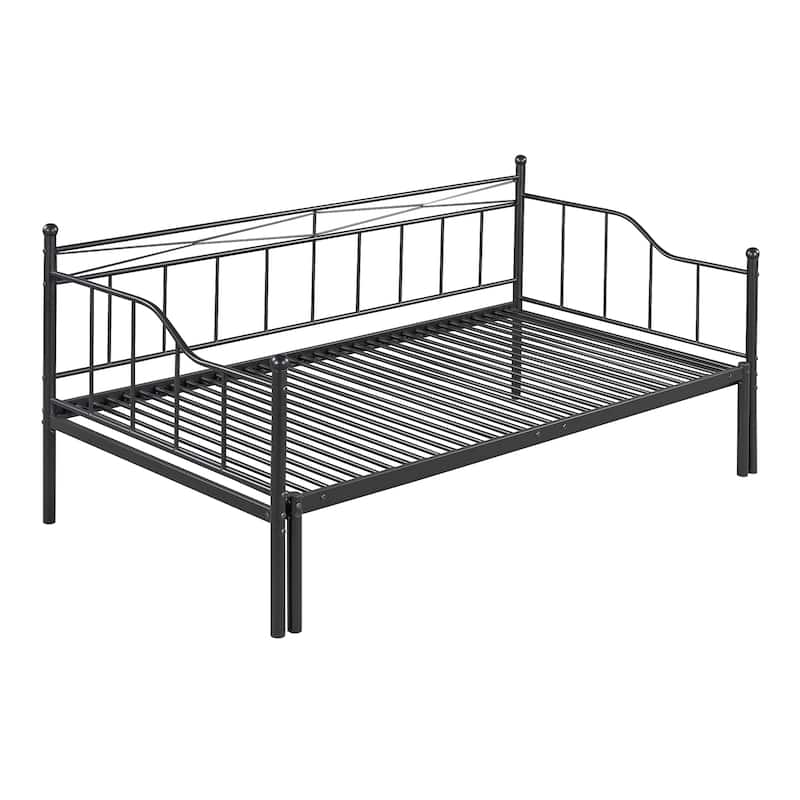 Metal Daybed with Trundle, Daybed with Slat No Box required Bed Bath