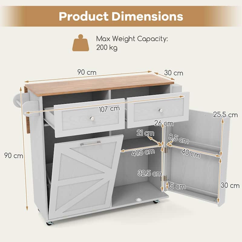 Costway Rolling Kitchen Island Kitchen Island Cart with Drop Leaf - See Details