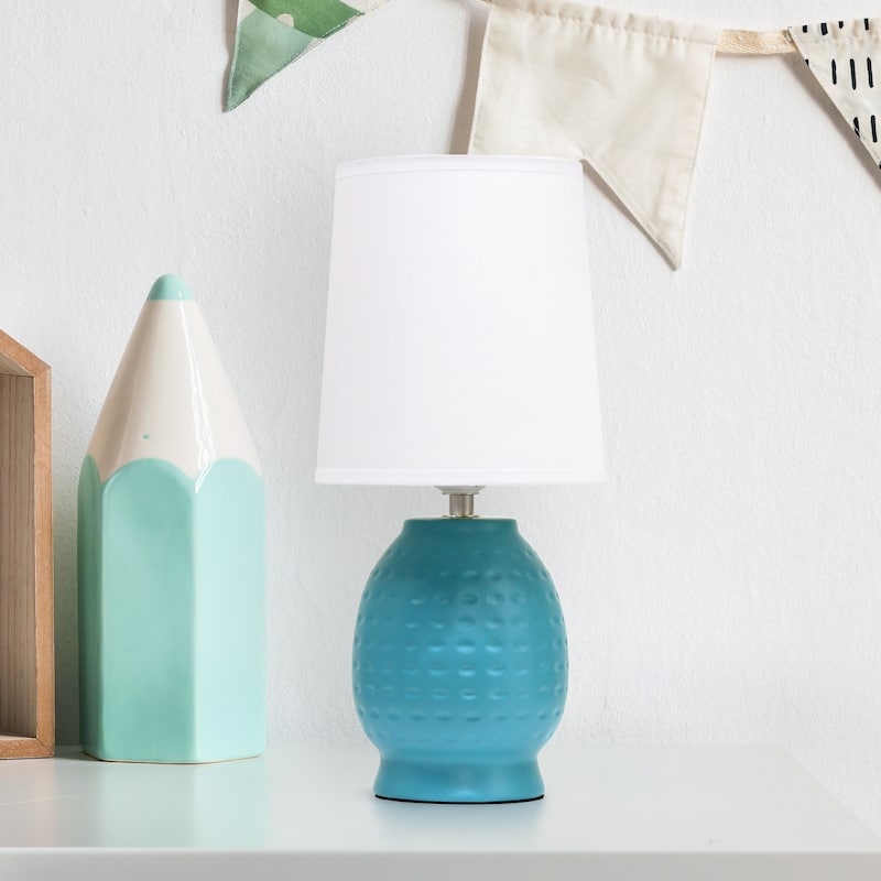 Ceramic Table Lamp with Fabric Shade for Small Spaces - 6 x 6 x 13 in. (L x W x H)