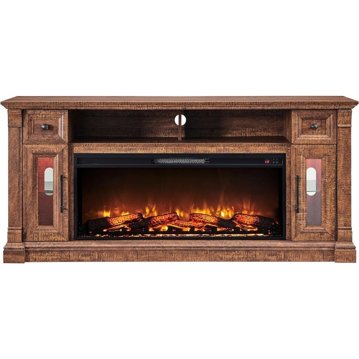 Farmhouse Fireplace TV Stand for 80 Inch TV, Entertainment Center