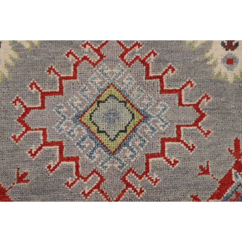 Gray Kazak Oriental Area Rug Hand-Knotted Wool Carpet - 6'7" x 9'6"