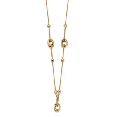Curata 14k Yellow Gold Polished Beads and Links Necklace, 18+1.5"