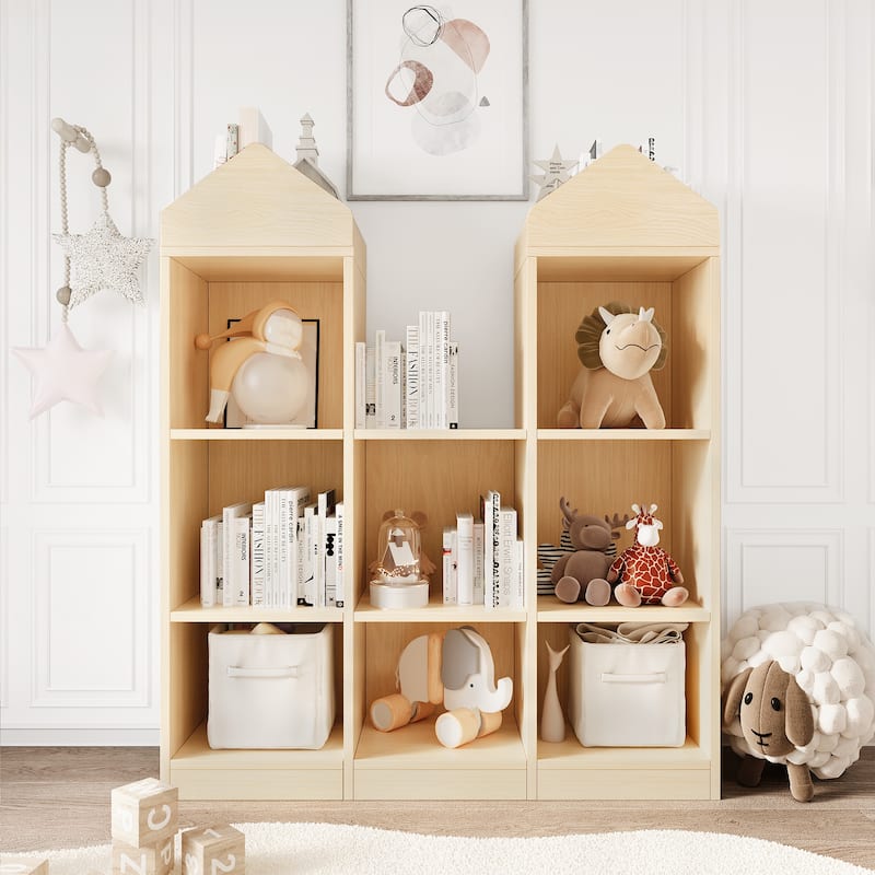 8-Cubby Kids Bookshelf Wooden Toy Storage Organizer Bookcase