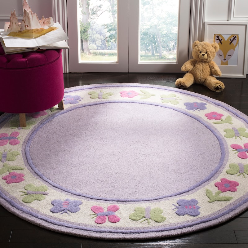 SAFAVIEH Handmade Children's Butterflies Garden Deogilde New Zealand Wool Rug