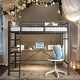preview thumbnail 2 of 7, Twin Size Black Metal Loft Bed with L-Shaped Desk
