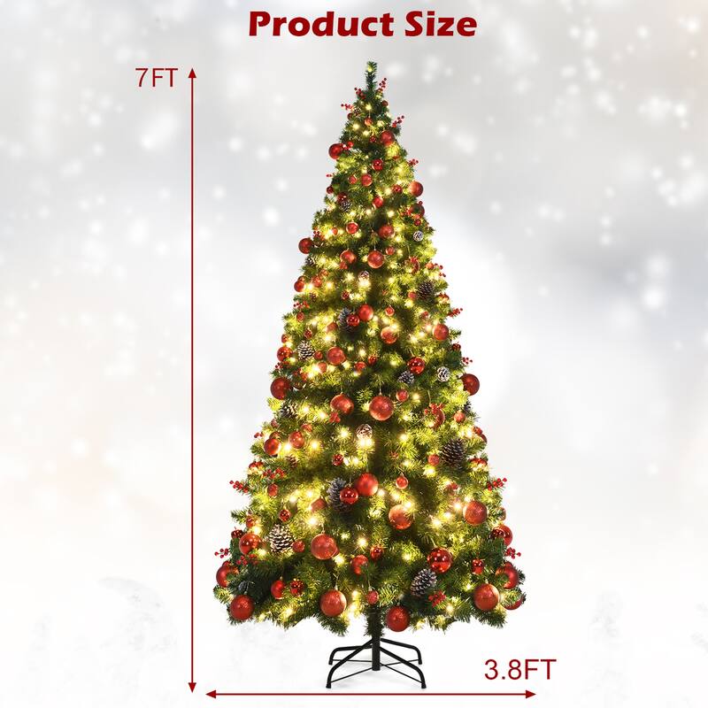 Gymax 5/6/7 FT Pre-lit Artificial Christmas Tree Hinged Xmas Tree - See Details