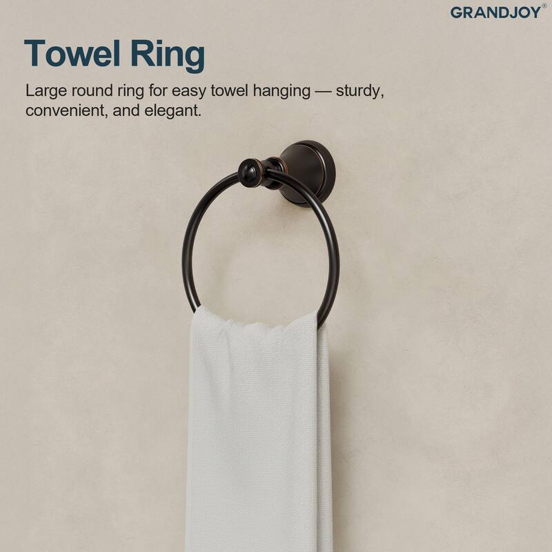 GRANDJOY 4-Piece Bathroom Hardware Set with 23-Inch Single Towel Bar and Shelf Toilet Paper Holder