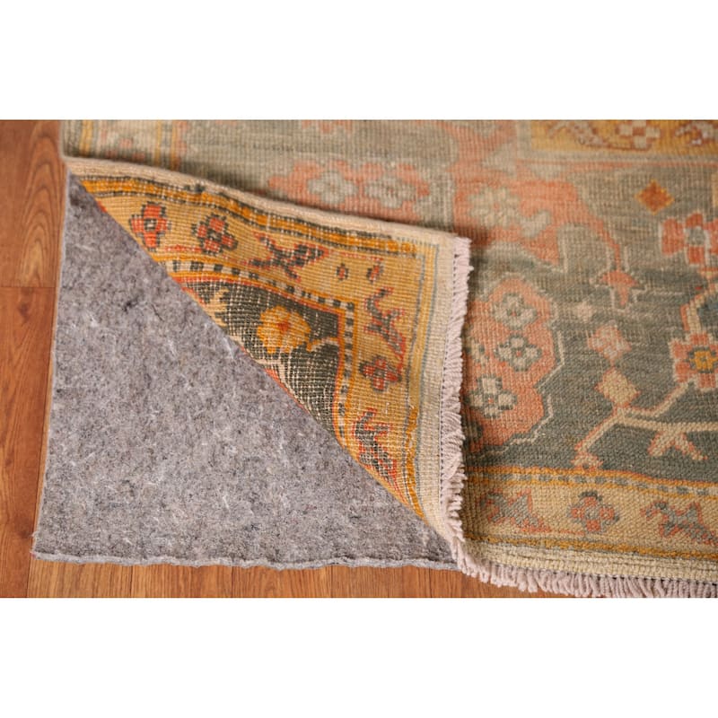 Brown Vegetable Dye Oushak Turkish Antique Rug Handmade Wool Carpet - 9'7" x 11'8"