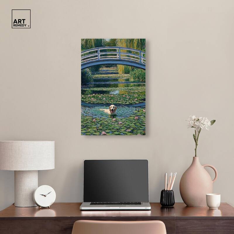 The Pond Under the Bridge Canvas by Art Remedy, Gallery Wrapped