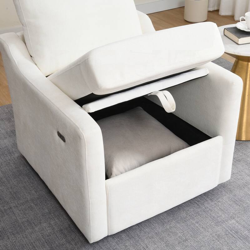Swivel Arm Chair with Soft Chenille Fabric