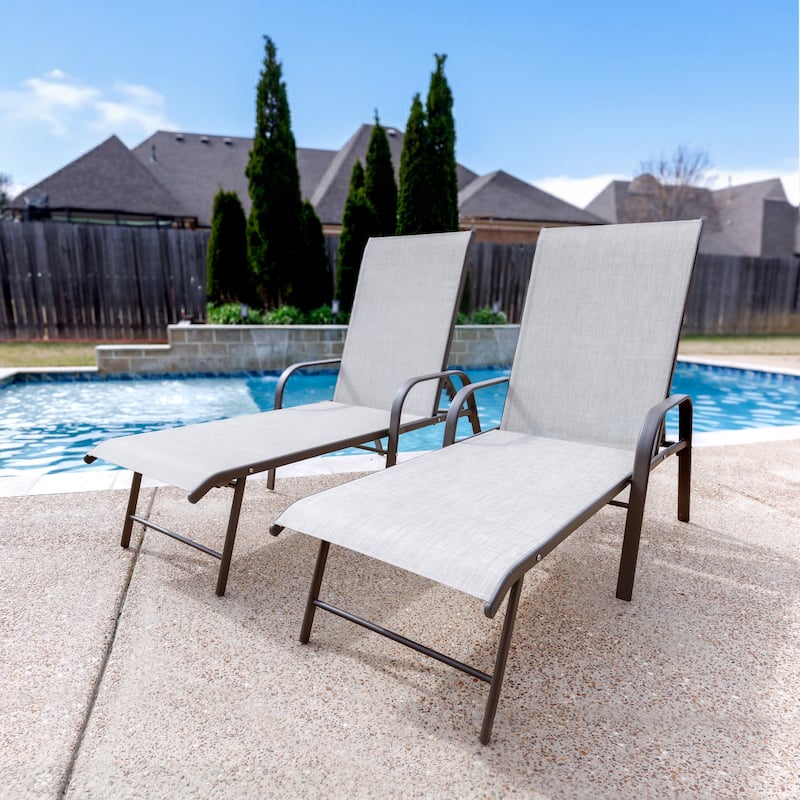 Outdoor Aluminum Chaise Lounge Chairs with Adjustable Backrest Set of 2/4