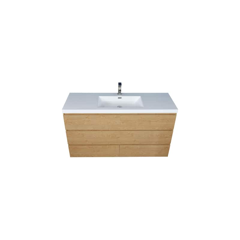 Angeles 60“ freestanding bath vanity with single basin reinforced acrylic top