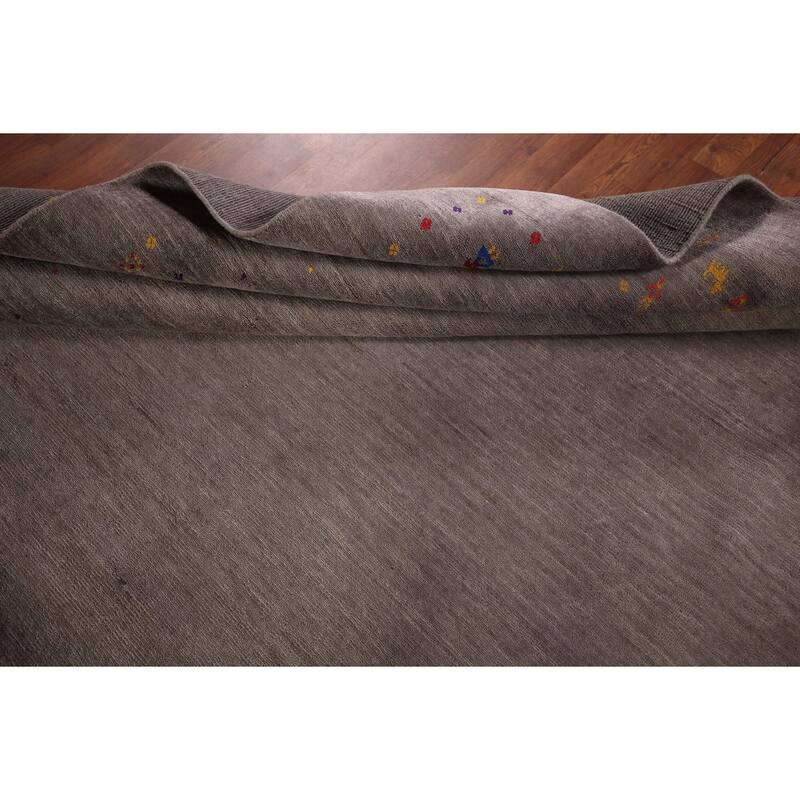 Gabbeh Oriental Area Rug Hand-Knotted Tribal Brown Wool Carpet - 7'8"x 9'9"