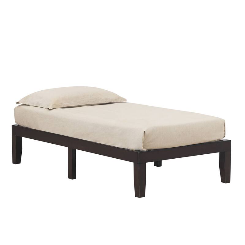 Gymax 14'' Twin Size Wooden Platform Bed Frame w/ Strong Slat Support