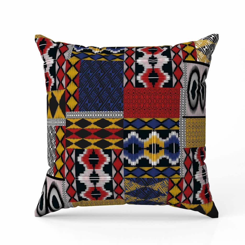 Patched Perfection Faux Suede Reversible Throw Pillow Yellow and Red