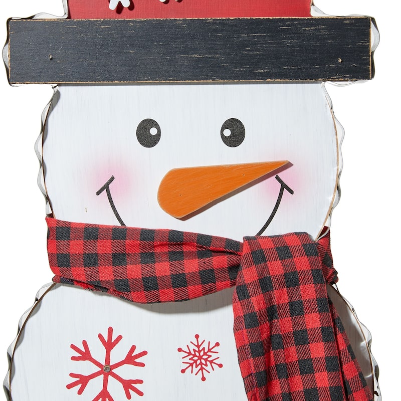 Glitzhome 36"H Lighted Wooden Christmas Snowman Or Santa Porch Decor