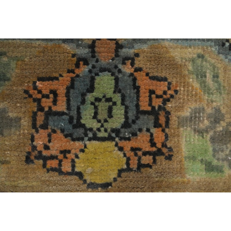 Hand Knotted Oriental 100% Wool Carpet Traditional Floral Green Tabriz Area Rug - 8' 10'' X 6' 3''