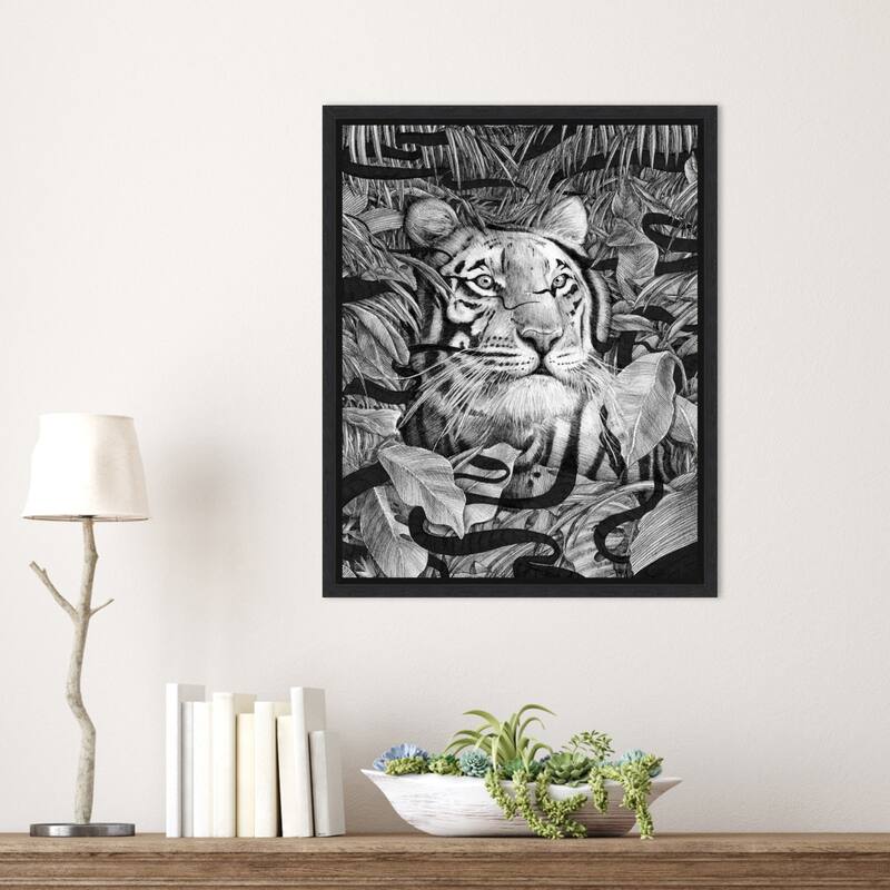 God Is a Weaver Original Tiger by Ec Mazur Framed Canvas Wall Art