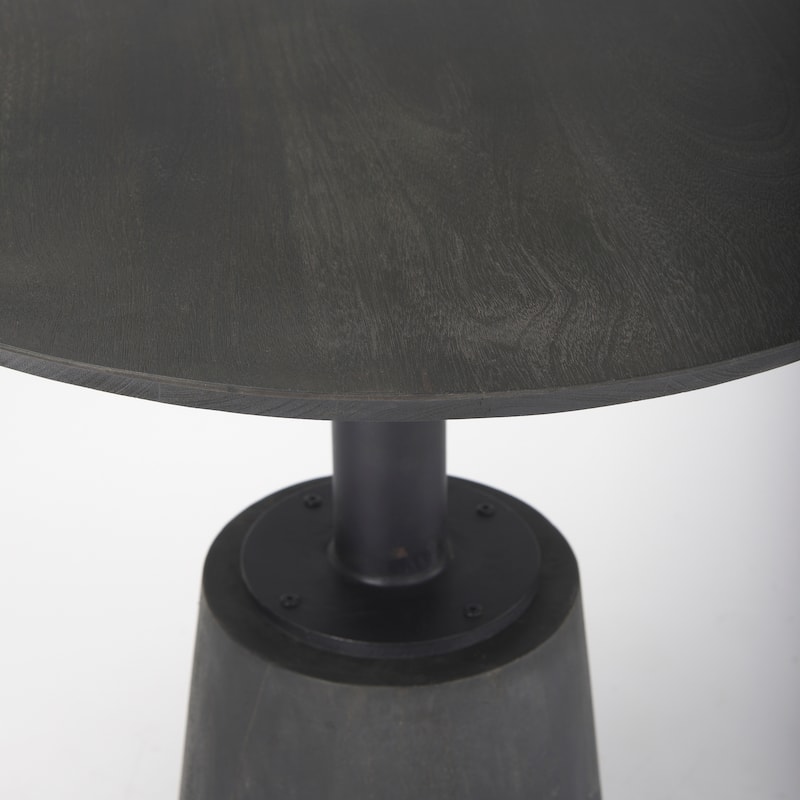 Maxwell Dark Brown Solid Wood Top & Base w/ Black Metal Accent Pedestal Bistro Table - 32.0L x 32.0W x 36.0H
