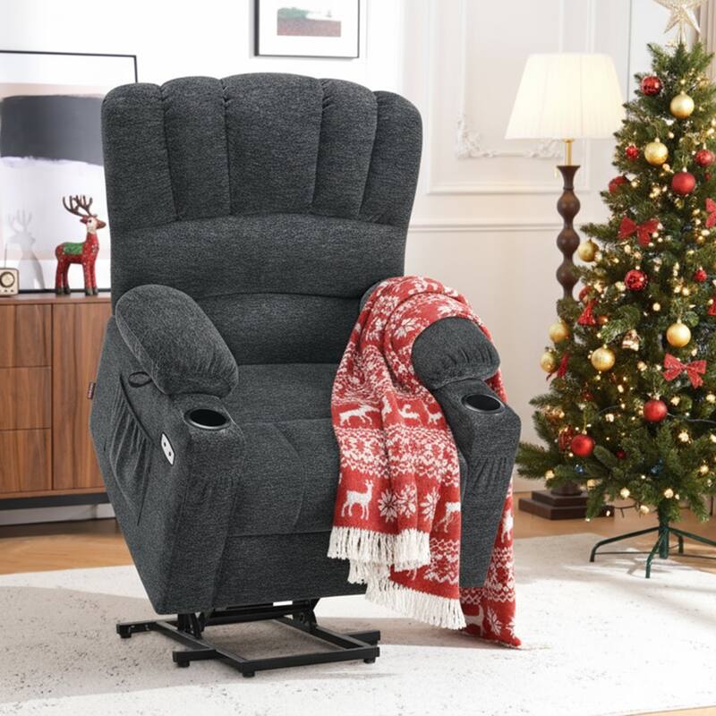 MCombo Power Lift Recliner Chair, Massage and Heat for Elderly, Extended Footrest,Cup Holders, USB Ports 7095