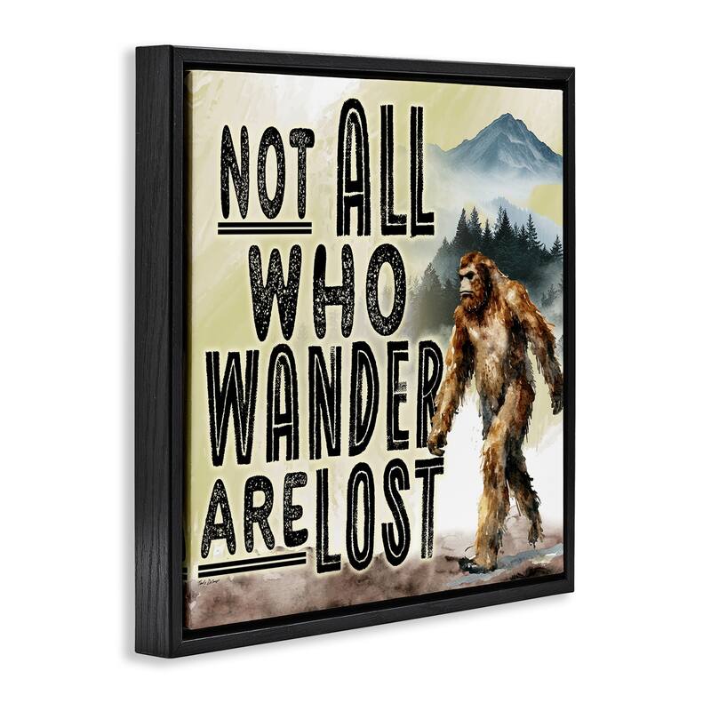 Stupell Not All Who Wander Phrase Framed Floater Canvas Wall Art Design By Nicole DeCamp