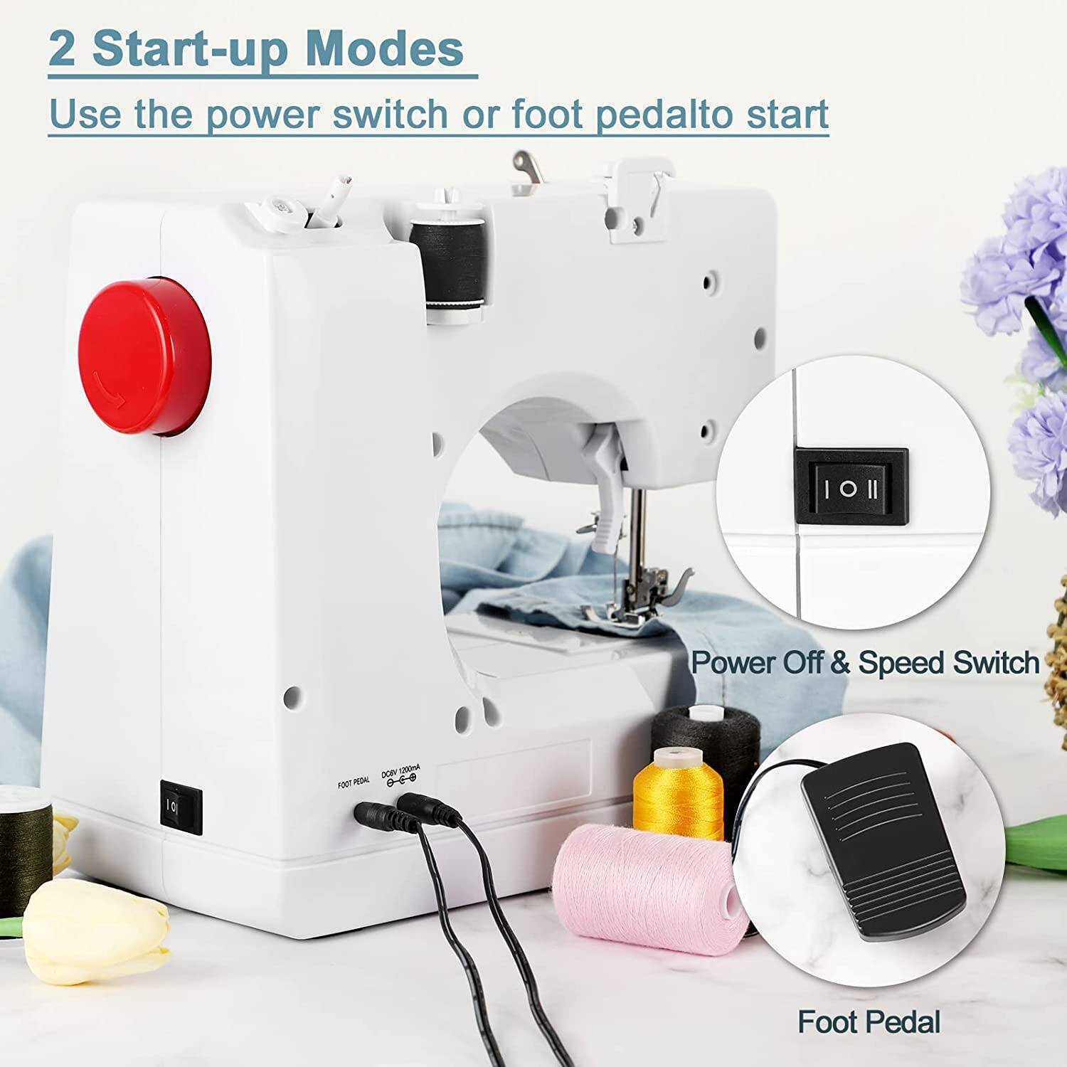Sewing Machine for Beginners Mini Portable Sewing Machine with 12 Built