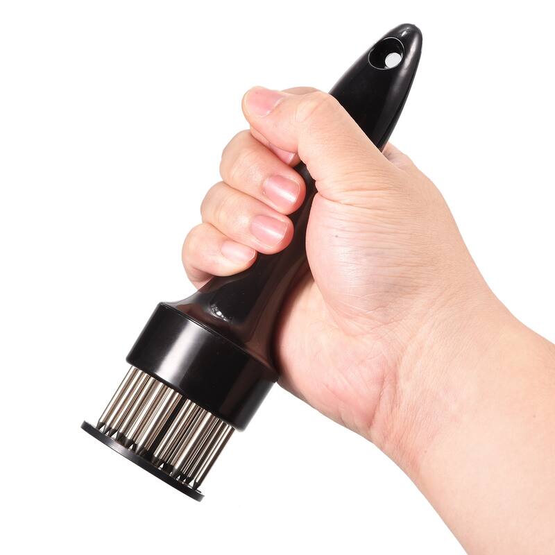 Stainless Steel Meat Tenderizer, Meat Mallet Needle w Plastic Handle - Black