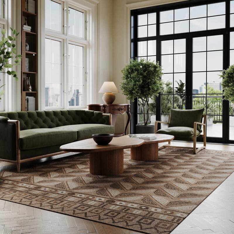 Padma Lakshmi Ooti Geometric Block Wool Rug - 7'6" x 9'6" - Taupe