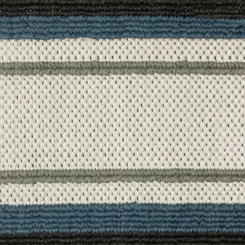 Vista Home Talcot Multi-Striped Grey/ Teal Indoor-Outdoor Area Rug