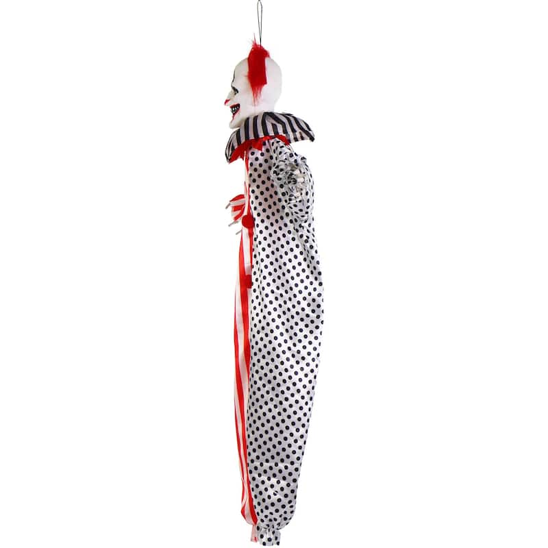 Haunted Hill Farm Yo-Yo the Floating Clown Animatronic with Blue Chest Light for Scary Hanging Halloween Decoration