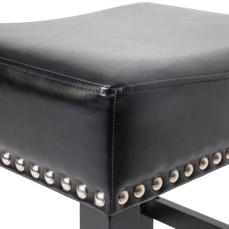 Laramie 26-inch Bonded Leather Backless Counter Stool (Set of 2) by Christopher Knight Home