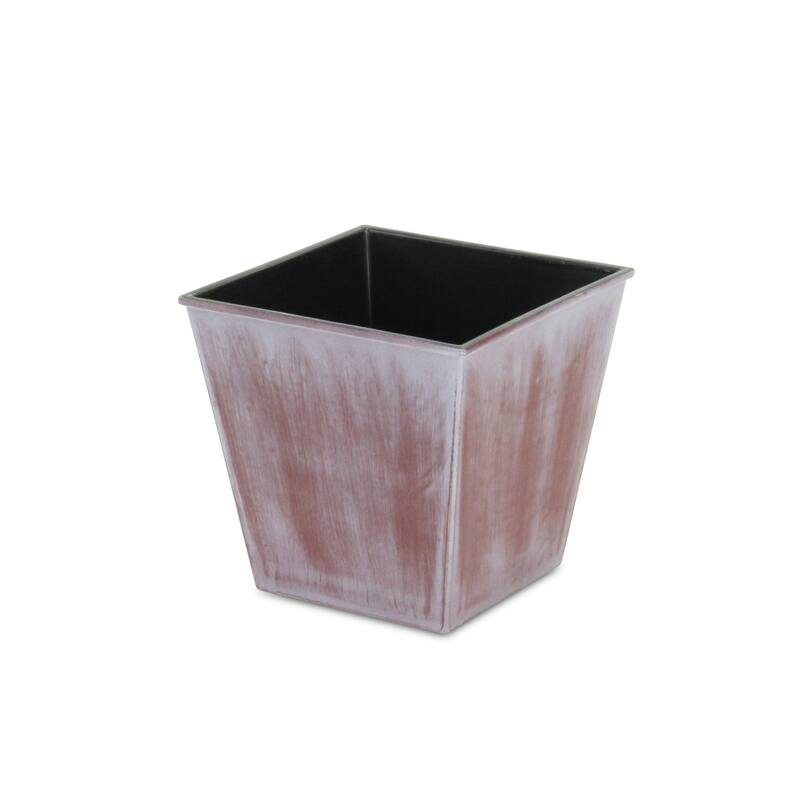 HomeRoots 5" Brown and Ivory Abstract Recycled Plastic Indoor Outdoor Rectangular Pot Planter